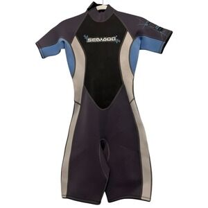 Vtg Y2K Sea Doo Springsuit Shortie Black Wetsuit 7/8 Activewear Outdoor Sport